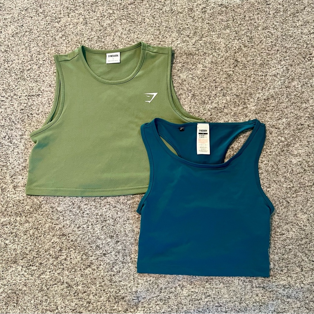 Gymshark Green and Blue Crop Tanks